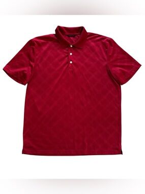 Chaps Golf Polo Collared Shirt Red Geometric Print Short Sleeve Men's Large
